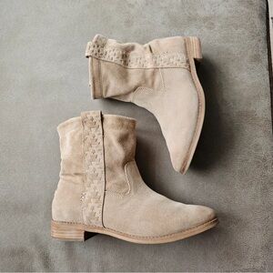 Toms Beige Suede Ankle Booties